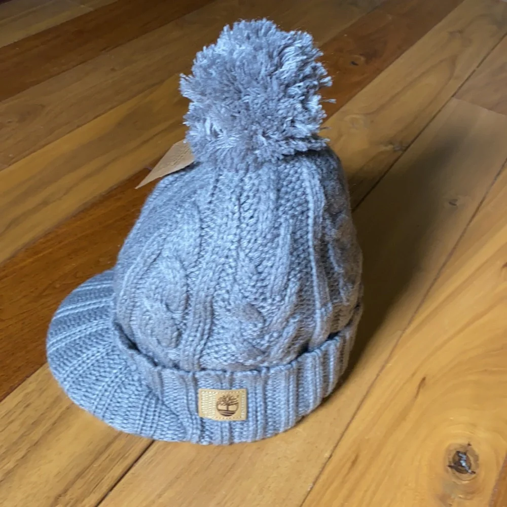 Timberland Hat Cable Knit Fleece Lined Grey Warm Cozy Essential